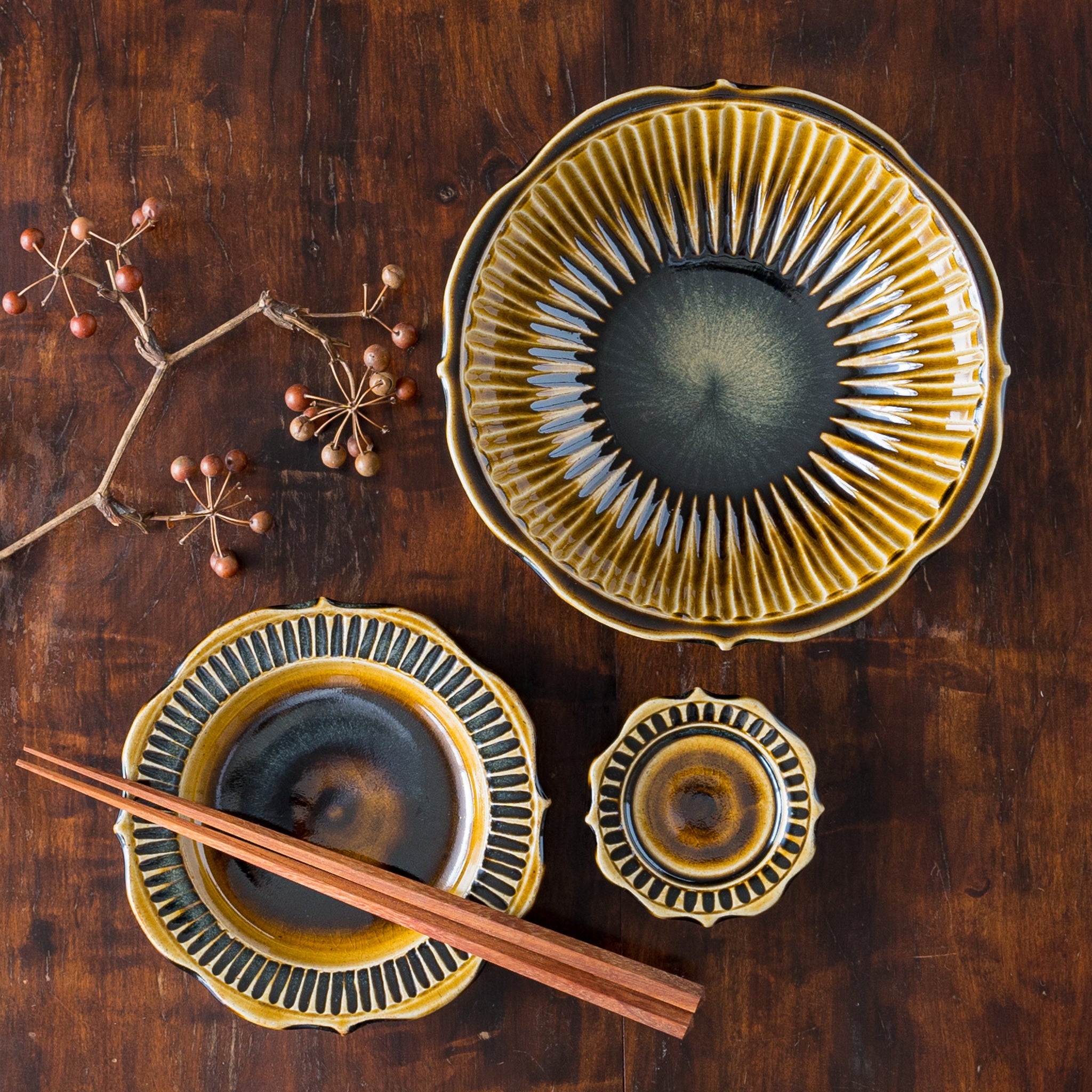 作家 はなクラフト 6寸輪花 縞鉢飴釉｜和食器 四季折折 オンライン販売