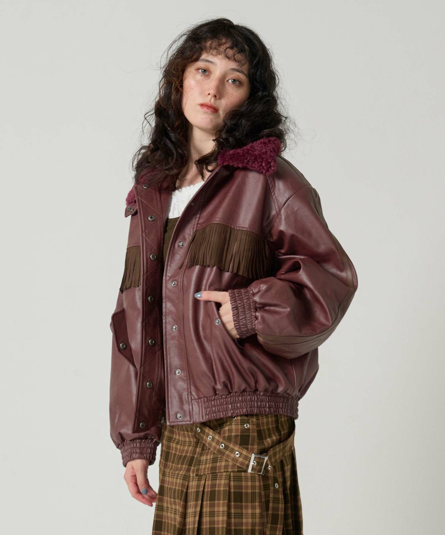 フェイクレザー ボンバージャケット TINA：JOJUN 全2色｜tnj141-0887