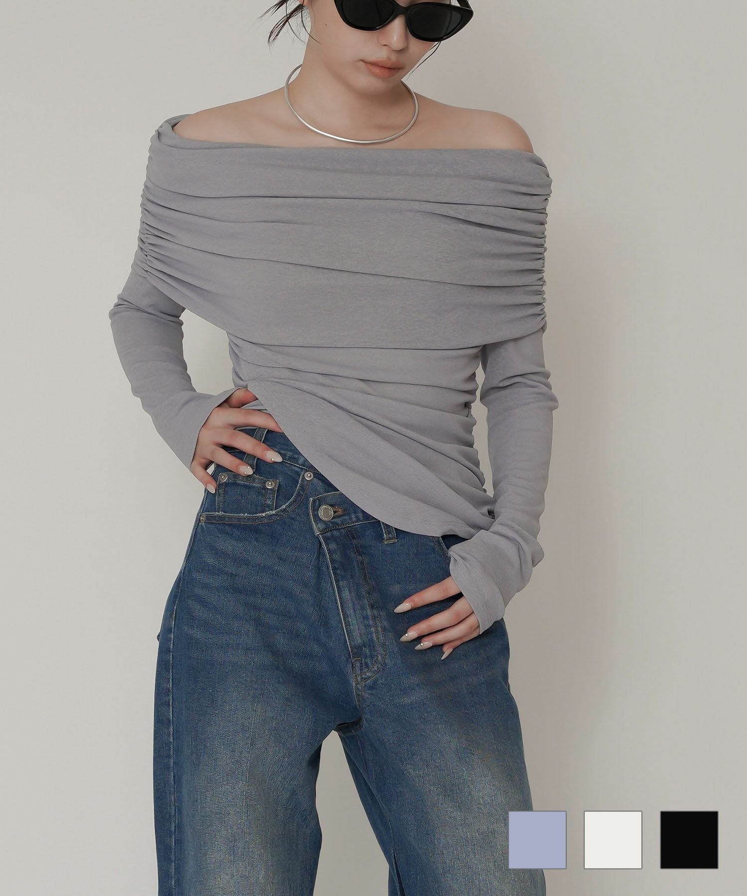 アンゴラ ファー オフショル ニット KINO THE KEI 全3色｜ktk441-0141