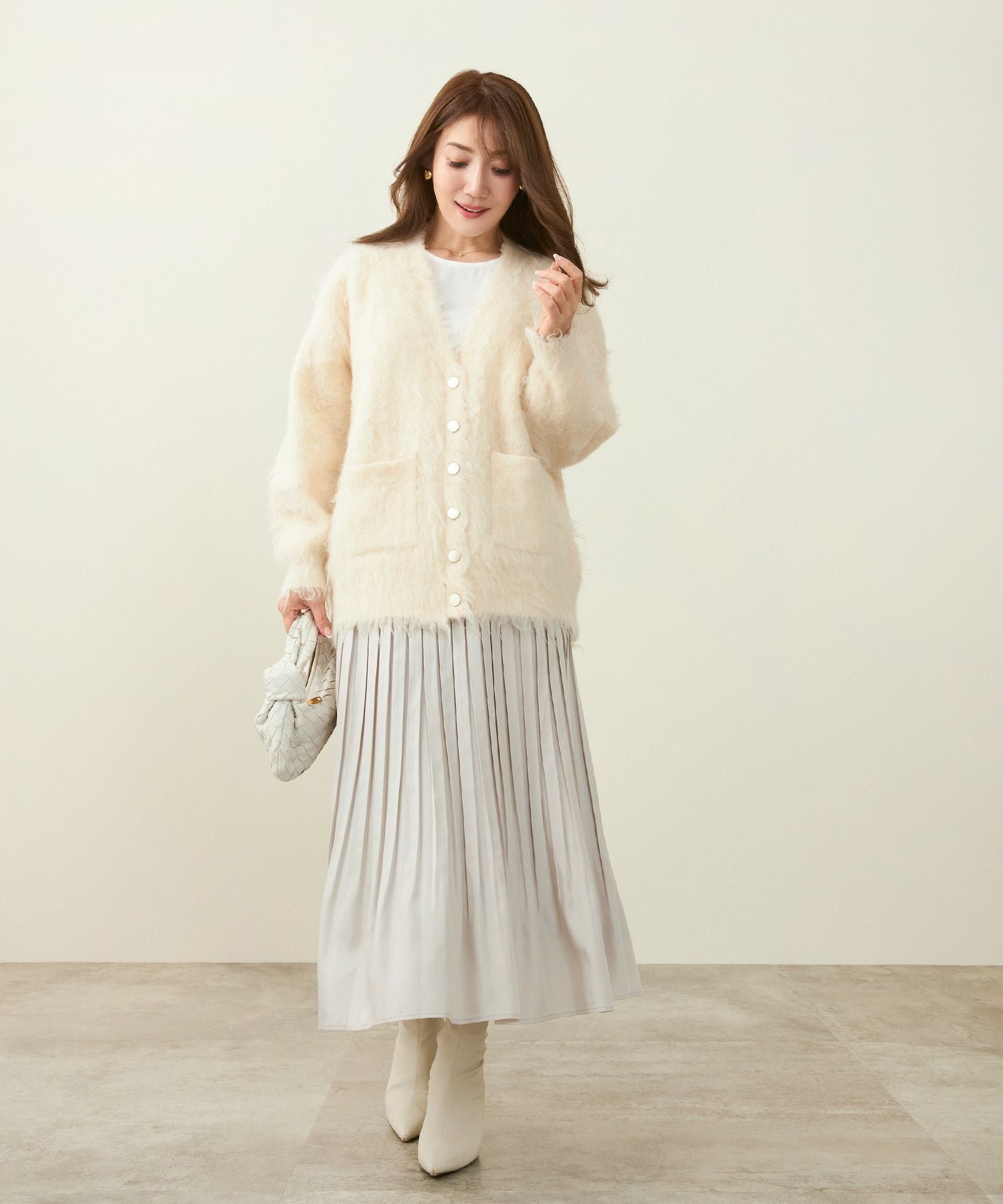 OUTLET-SALE ラメ生地 ボックスプリーツ スカート Liala×PG 全3色