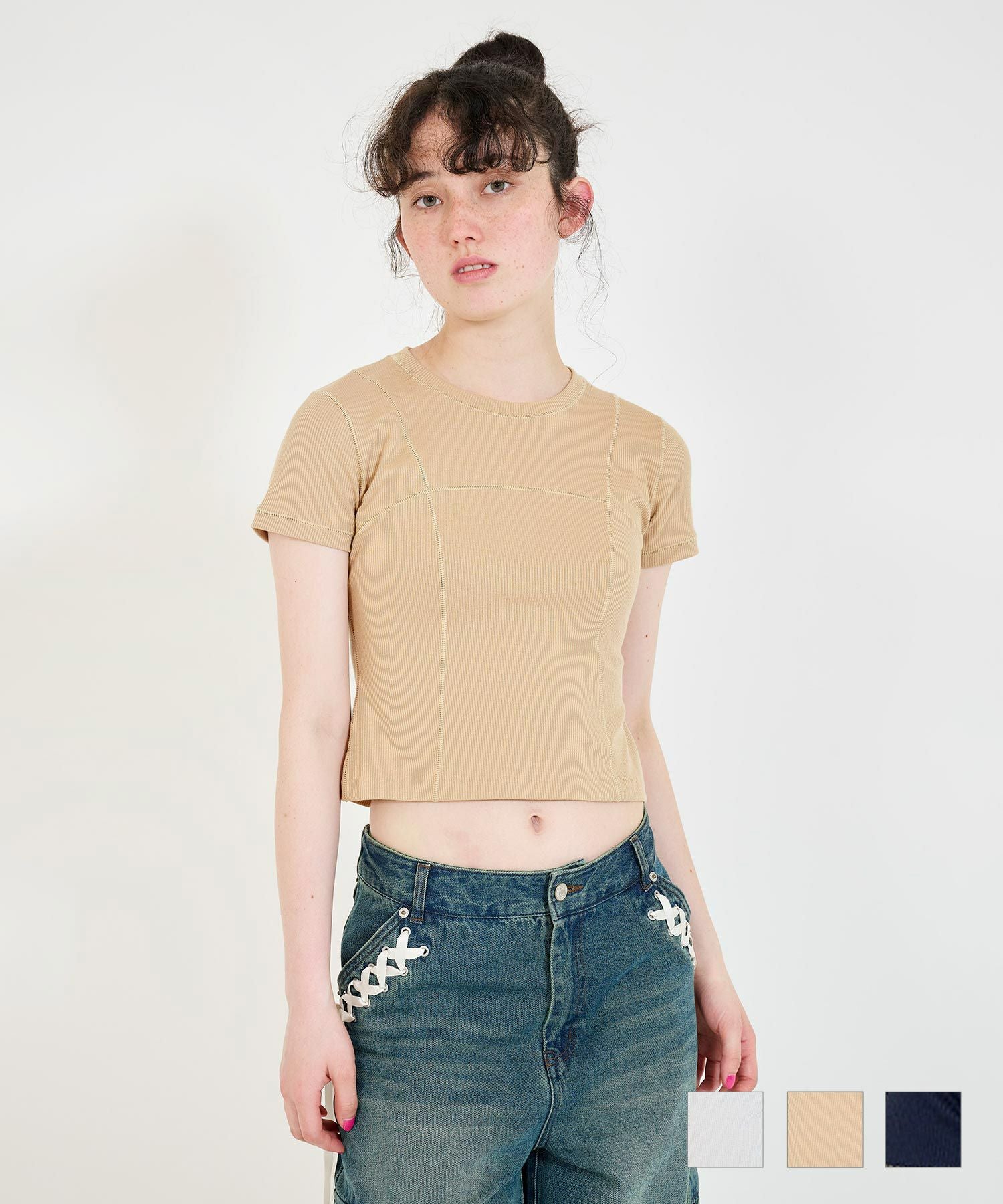 High&Lowウエスト デニムパンツ TINA：JOJUN 全1色｜tnj721-0844【2