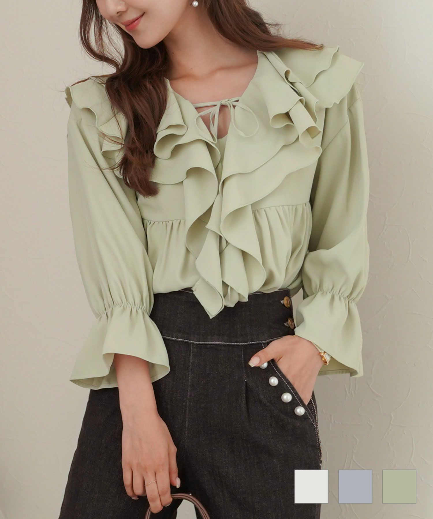 キャンディスリーブ ダブルフリル チュニック ブラウス le reve