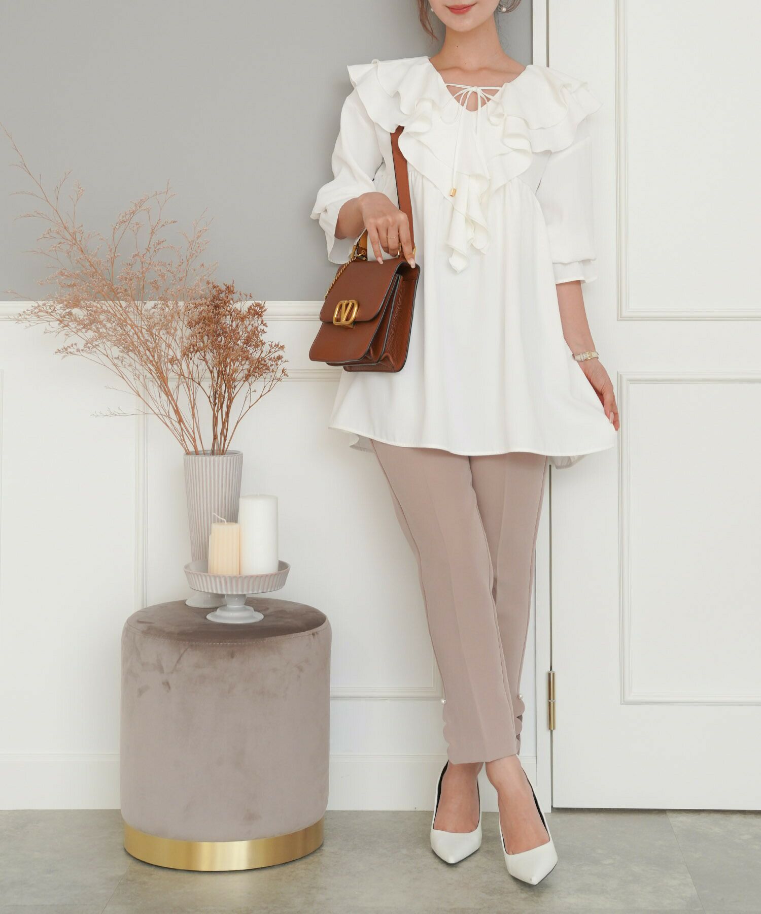 キャンディスリーブ ダブルフリル チュニック ブラウス le reve