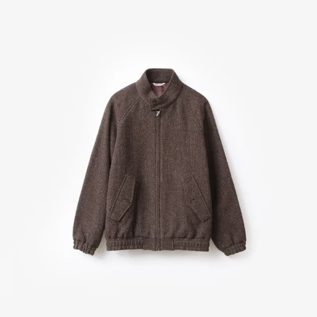 AURALEE LAMA SHETLAND WOOL TWEED ZIP BLOUSON [A24AB03LS]