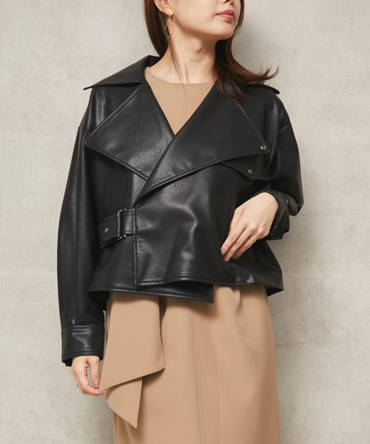 エコレザーショートライダースジャケット – Sirin Online Store