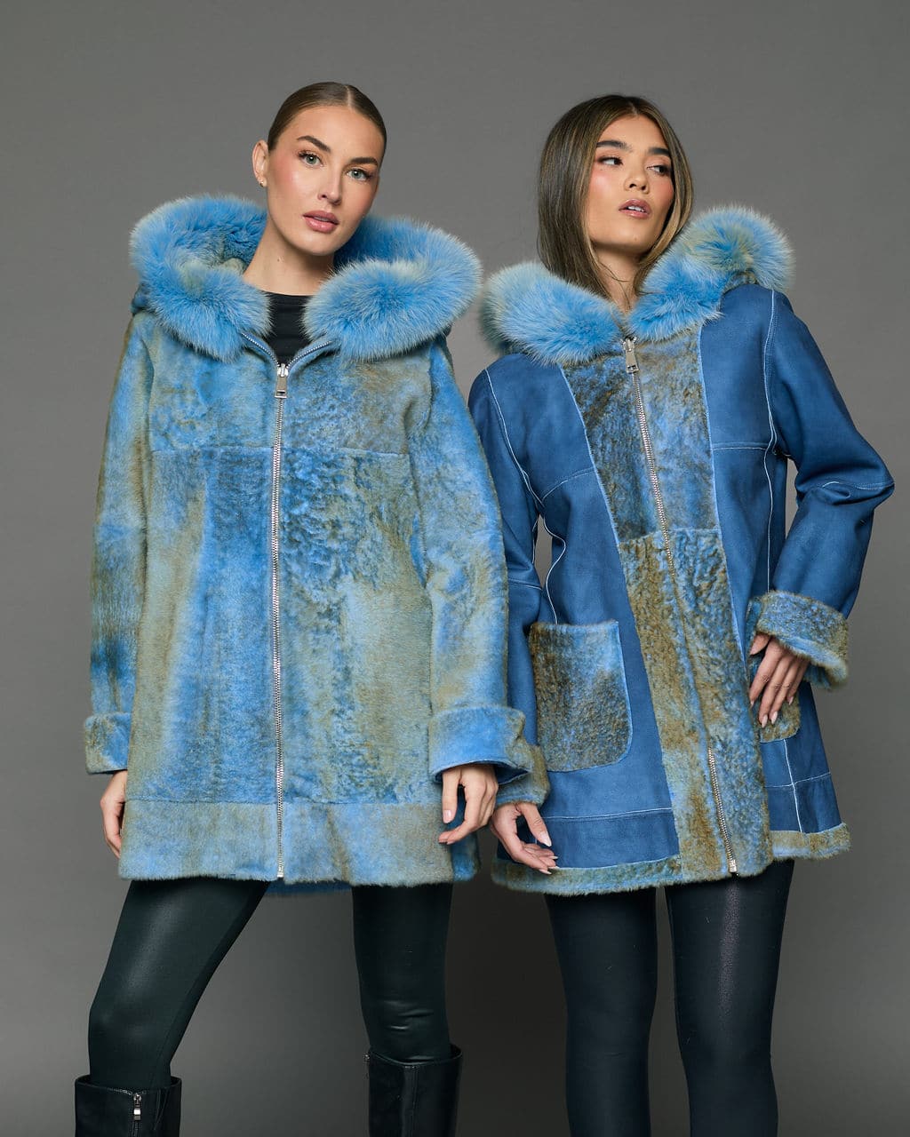 The Clemni Reversible Astrakhan Lamb Parka with Fox Fur Hood