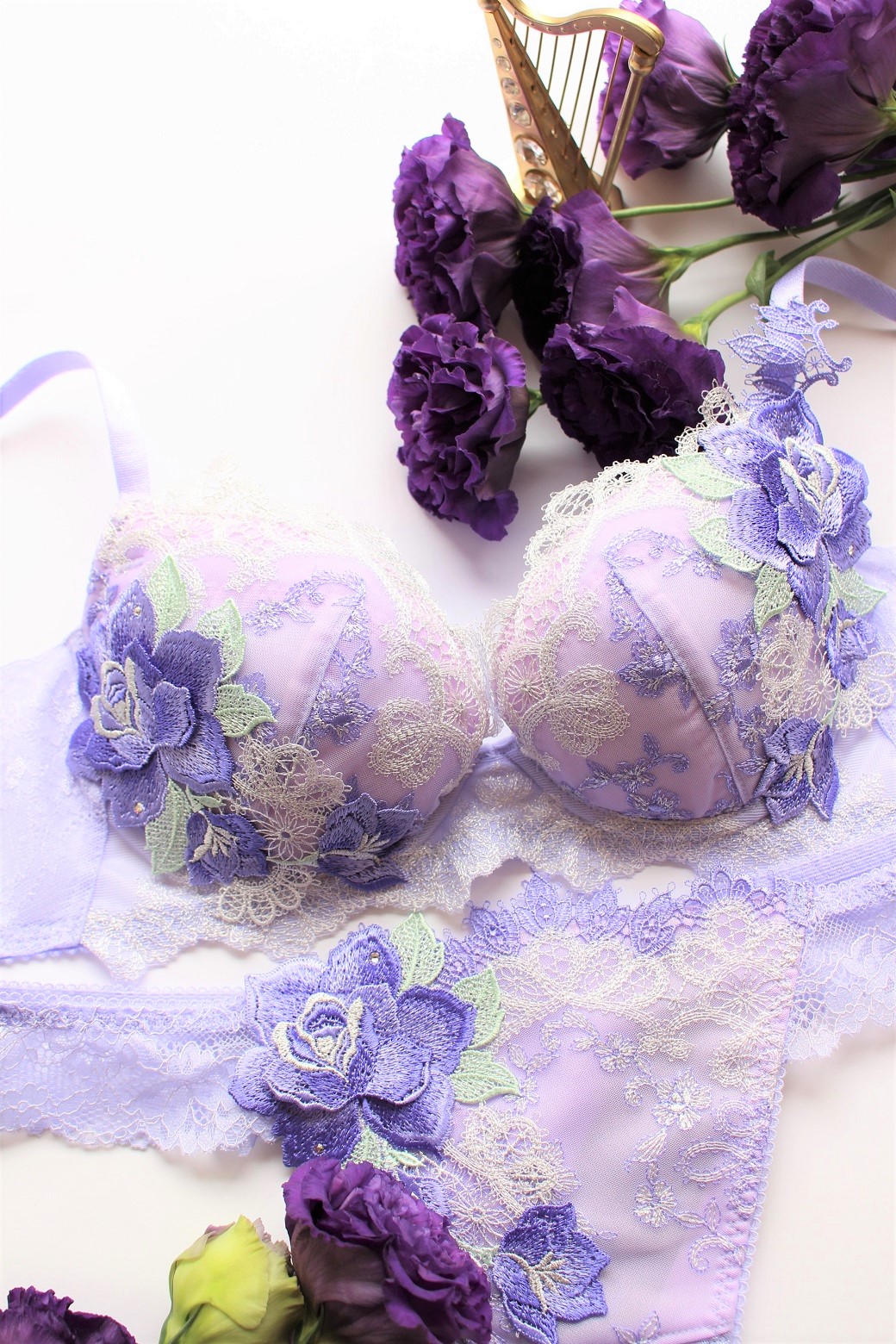 サルート40周年限定コレクション】 パープルローズランジェリ