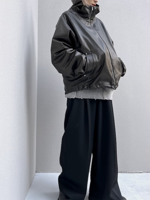 LEATHER HOODED SHORT JACKET -BLACK- 【stein】ST.769 | journal | sosite