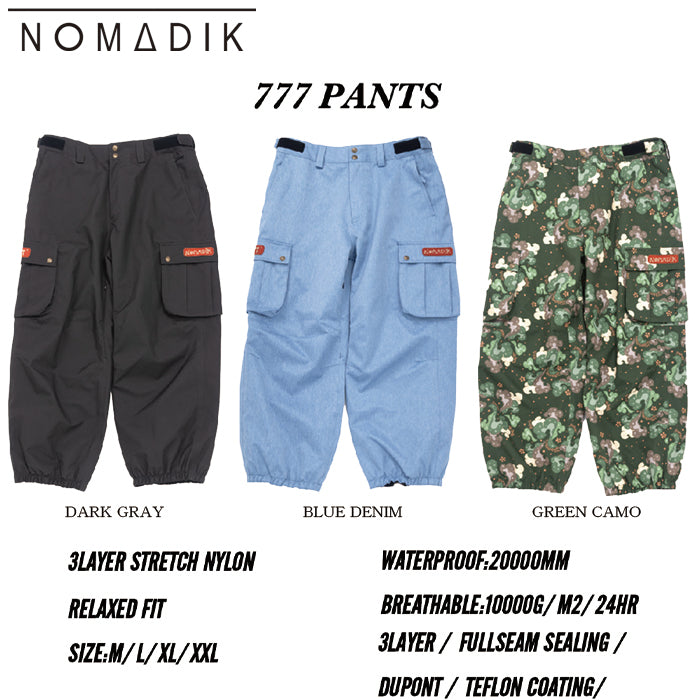スノーボード ウェア ノマディック NOMADIK 777 PNT GR CAMO 送料無料