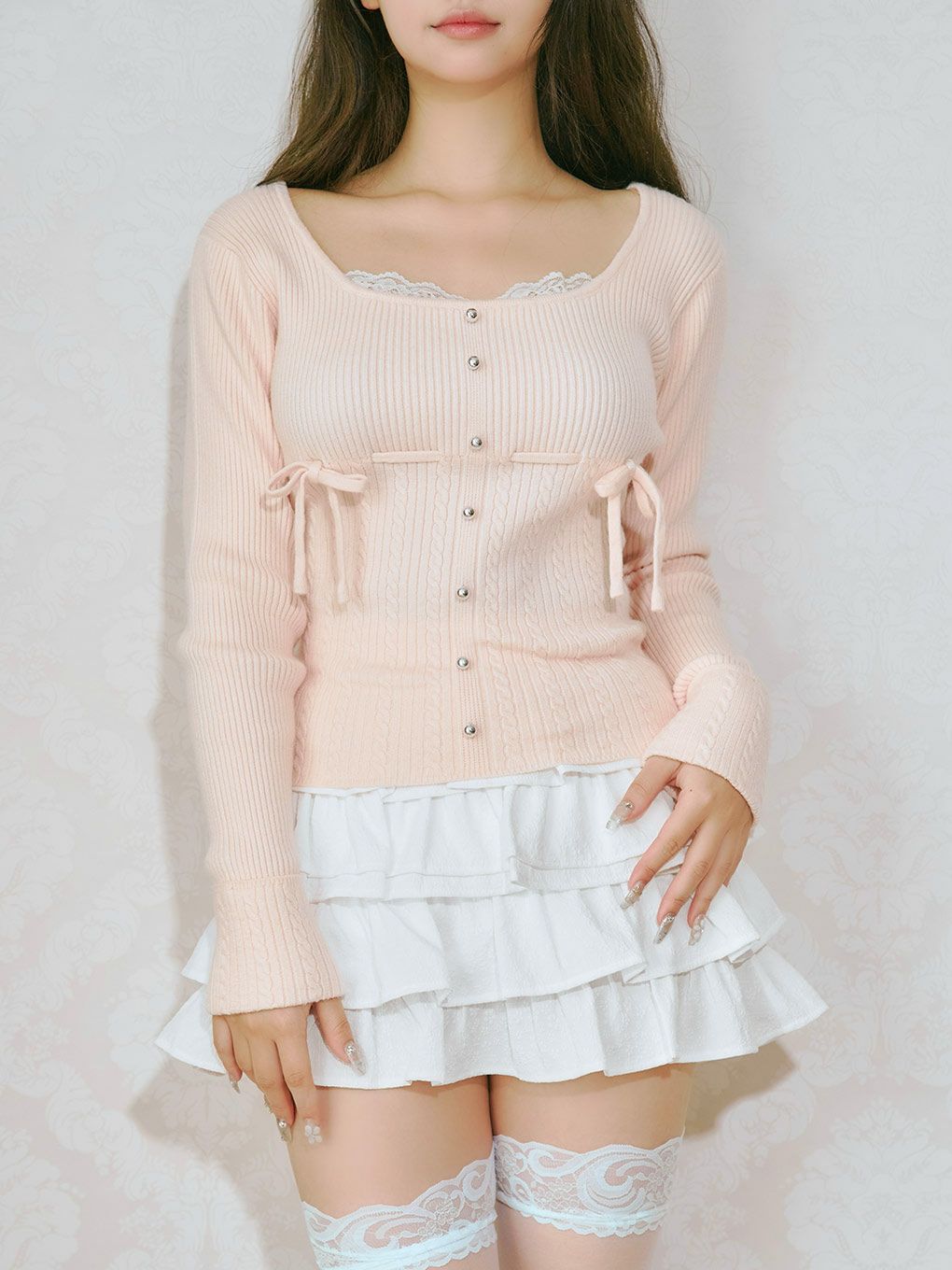 BUBBLES】リボンケーブルニットトップス | sparkling mall online store