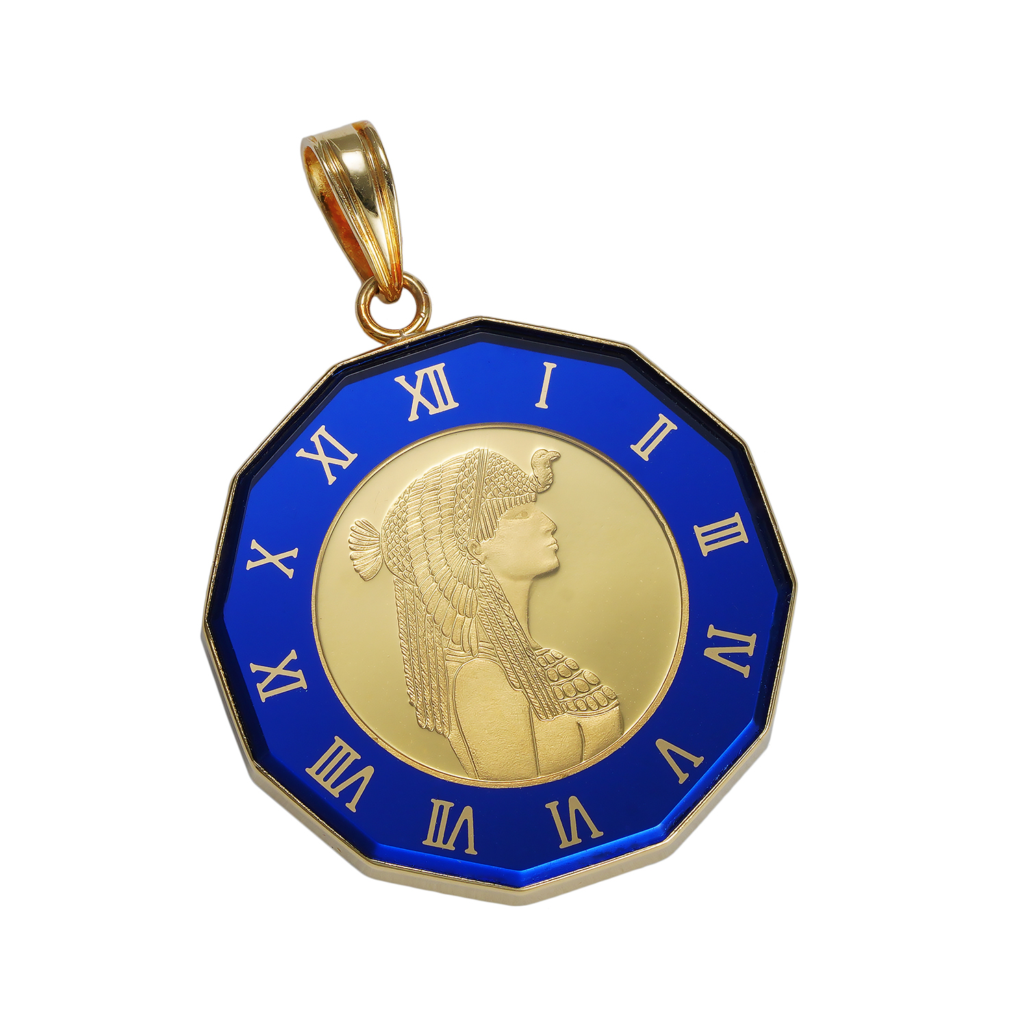廃版：K24 純金 コイン ペンダント クレオパトラ 1/25oz ガラス時計
