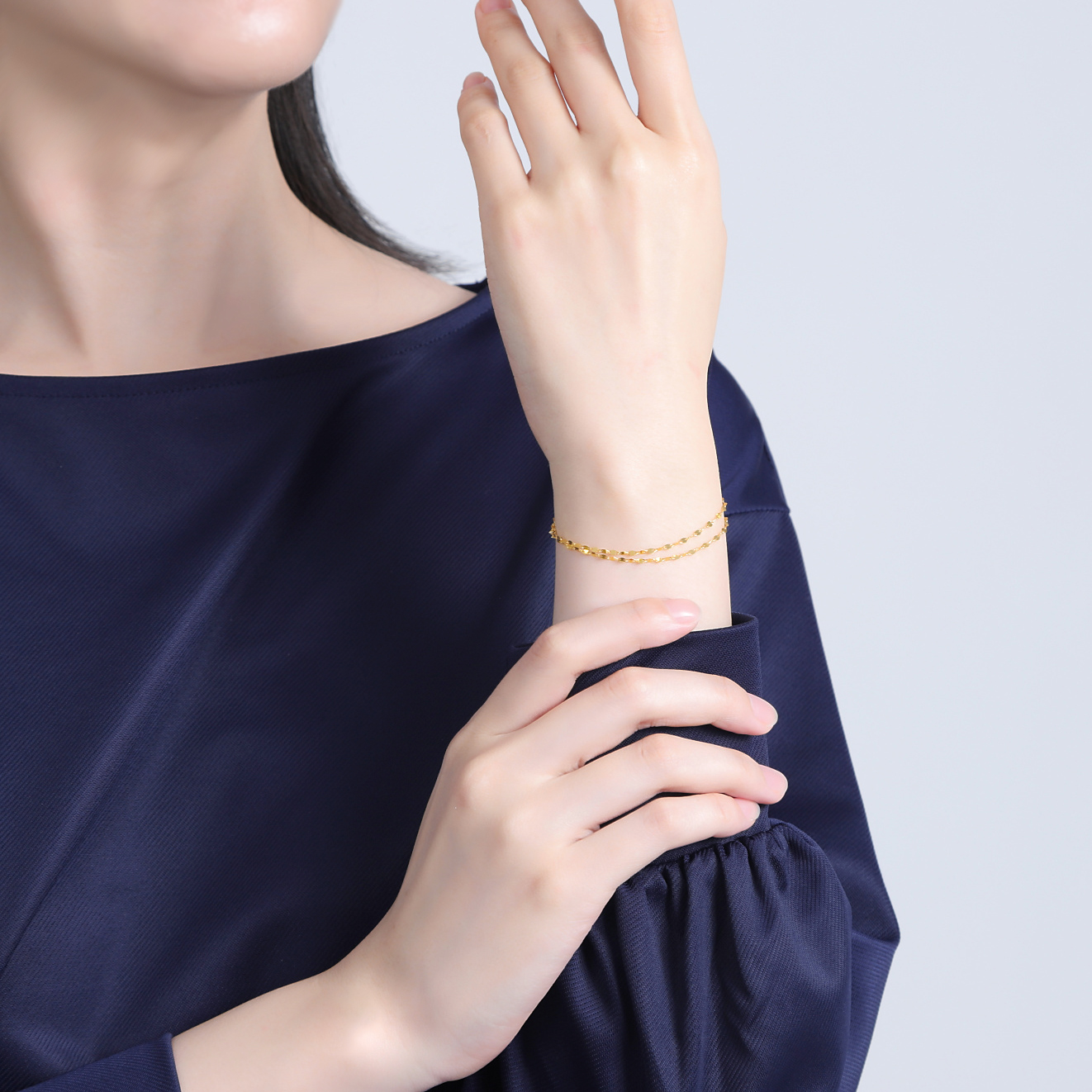 K24 純金 ペタルチェーン 2連 ブレスレット 17cm 1.8mm幅×2 | SPERANZA