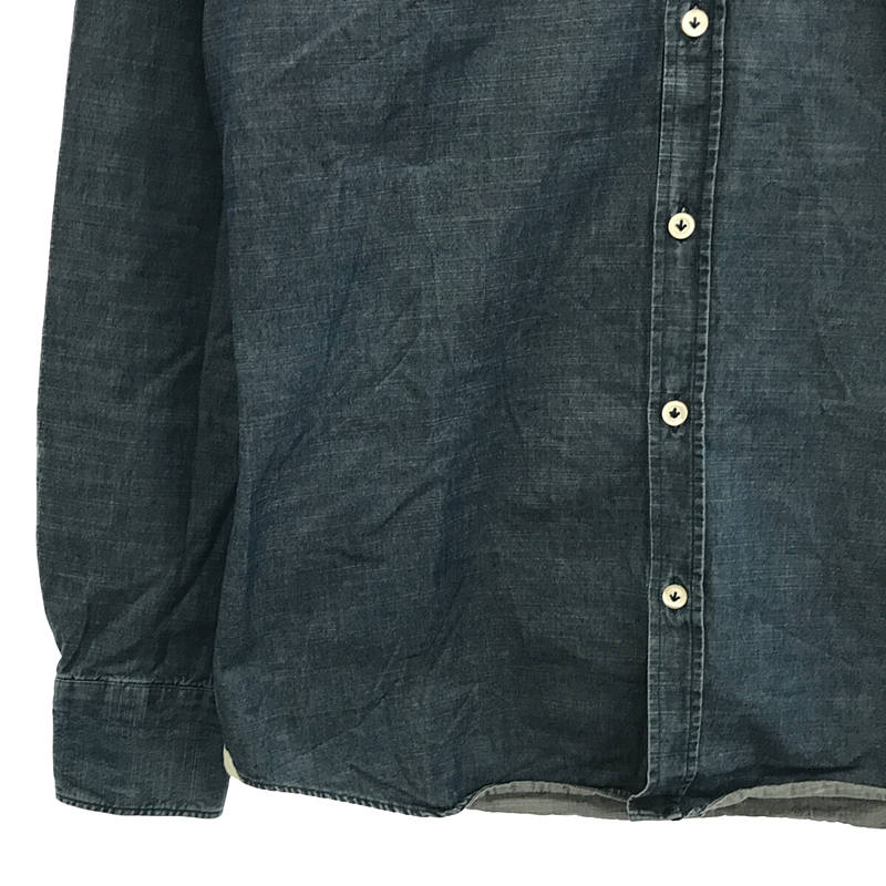 イタリア製 SLIM FIT インディゴ シャンブレー 太陽 刺繍 カッタウェイ