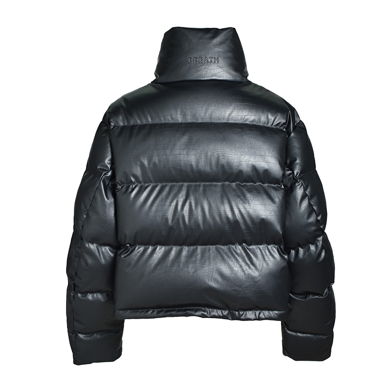 FAUX LEATHER MATTE CROCODILE DOWN JACKET -BLACK- | WALKIN STORE