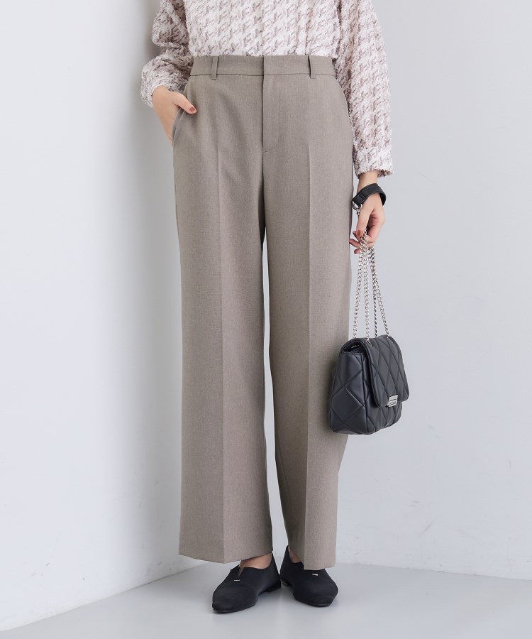 洗える／通勤／スーツ】メランジストレッチ ワイドパンツ（パンツ(単品