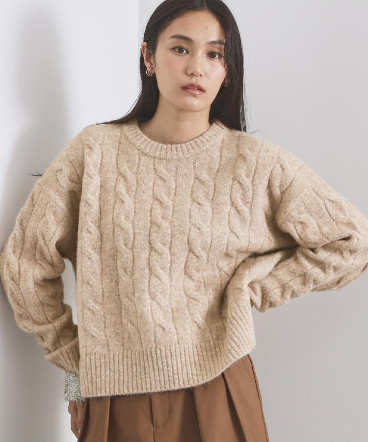 MIXミドルゲージケーブルニット【洗濯機OK】（ニット/セーター