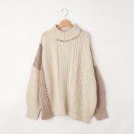 myke（ミーカ） 配色コンビ編みニットセーター【SALE/カジュアル