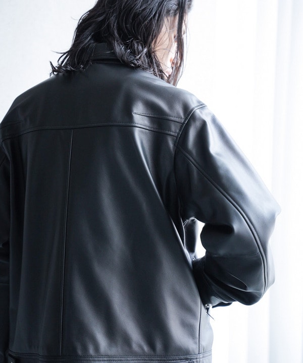 シープナッパオーバーサイズトラッカーレザージャケット｜メンズ