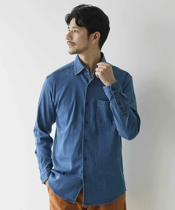 ホリゾンタルカラー テンセル デニム シャツ｜メンズファッション通販