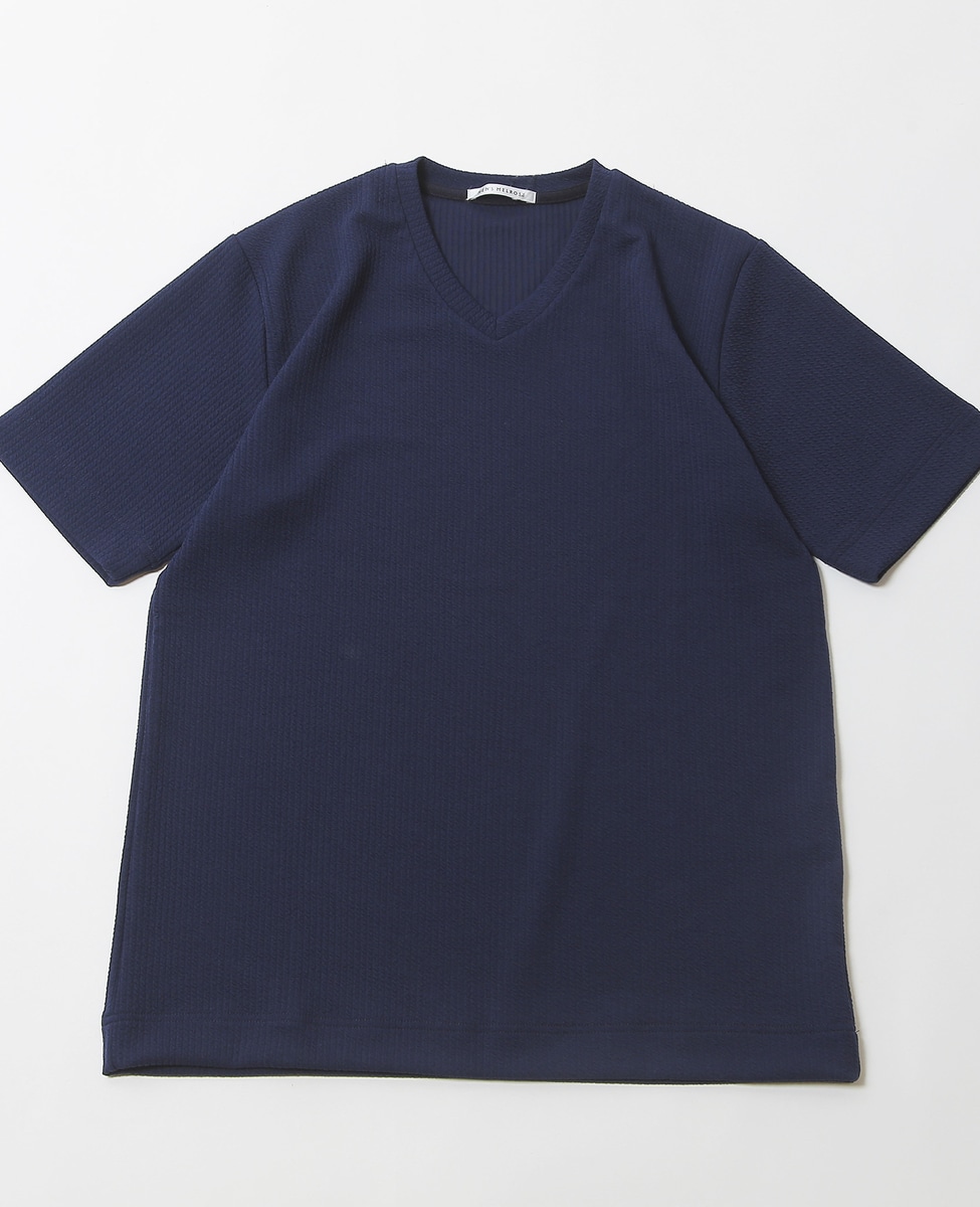 袋ジャガードストライプVネックTシャツ｜MEN'S MELROSE（メンズ