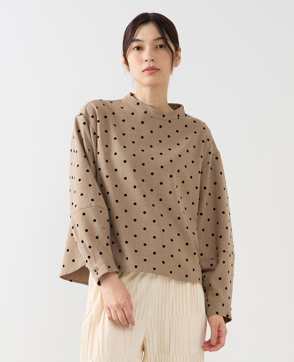 フロッキードットスタンドカラーブラウス】｜MELROSE CLAIRE