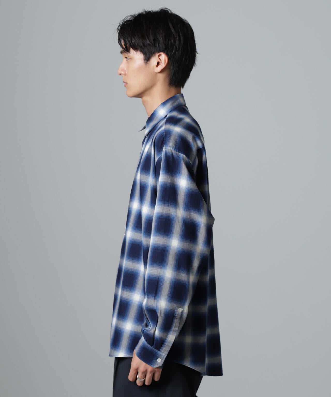 ツイル ソフト オンブレ チェック シャツ