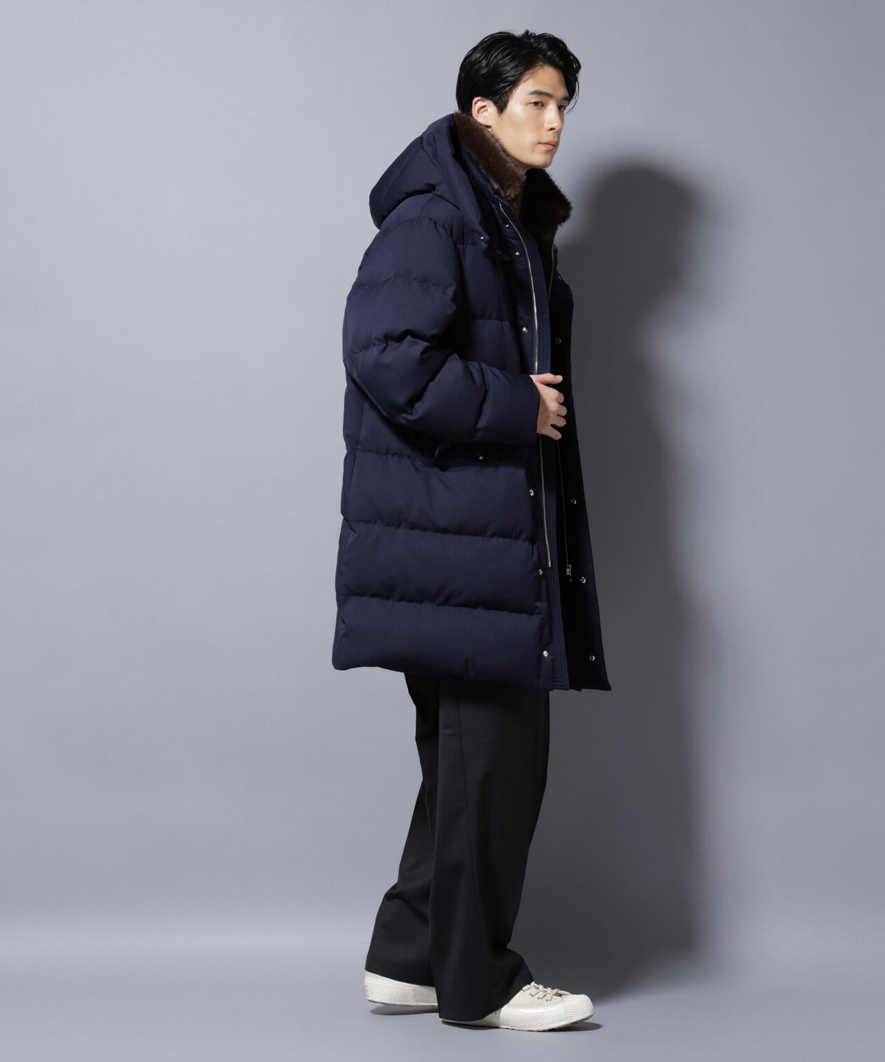 西川ダウン(R)」フェイクファーカラーサージロングダウン