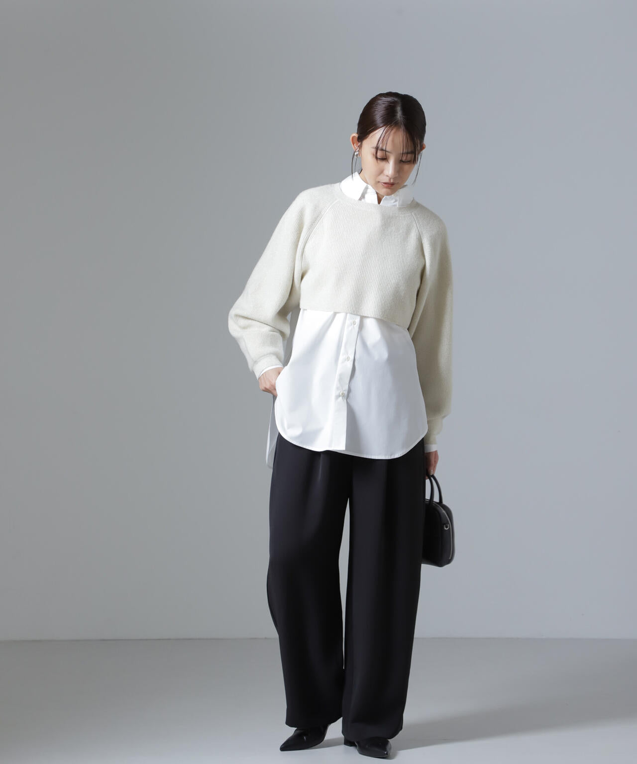 片畔 ラメ ショート ニット プルオーバー