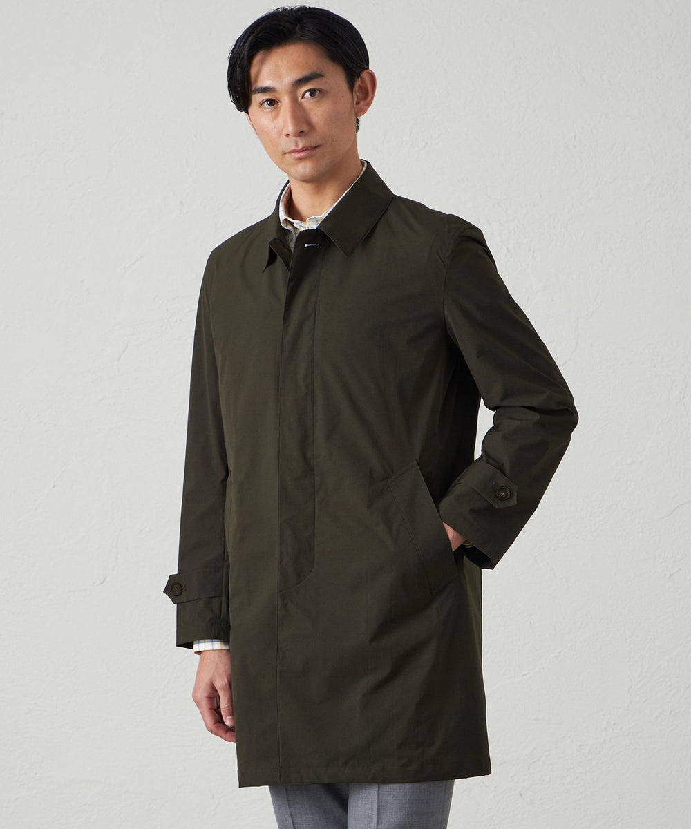 はっ水】【ウォッシャブル】タータンバックプリントバルマカーンコート