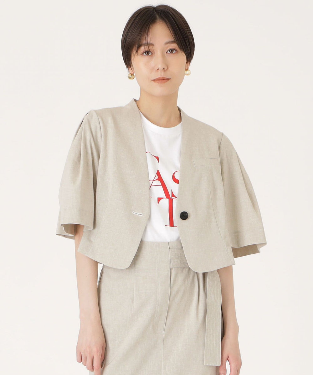 イチオシ/セットアップ】リネンショートジャケット(ジャケット)｜CAST