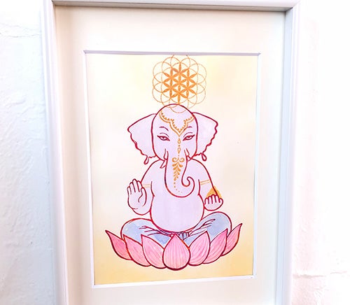 ガネーシャ 手描き絵画 限定版187/999 0115o37 ガネーシャ 手描き絵画