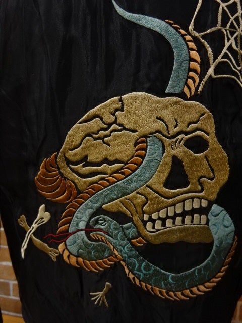 テーラー東洋 キルティング スカジャン SKULL×JAPAN MAP TT14466-119