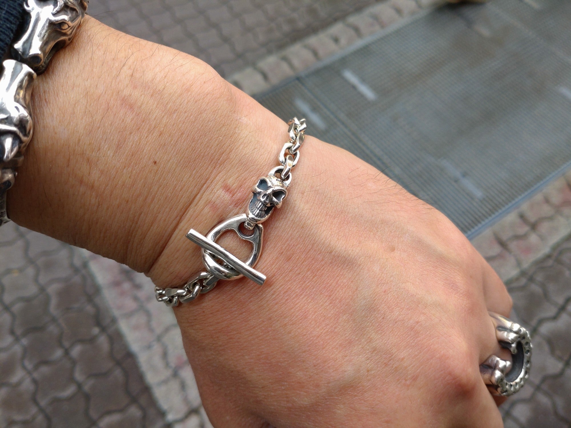 BWL / SQUARE CHAIN LINK w/ANIMAL HEAD BRACELET | BILL WALL LEATHER