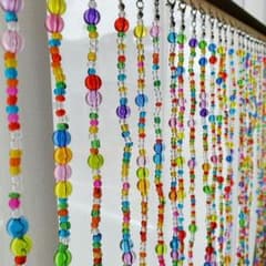 ビーズカーテン ビーズのれん ビーズ 昭和レトロ 雑貨 ガラス ポップ