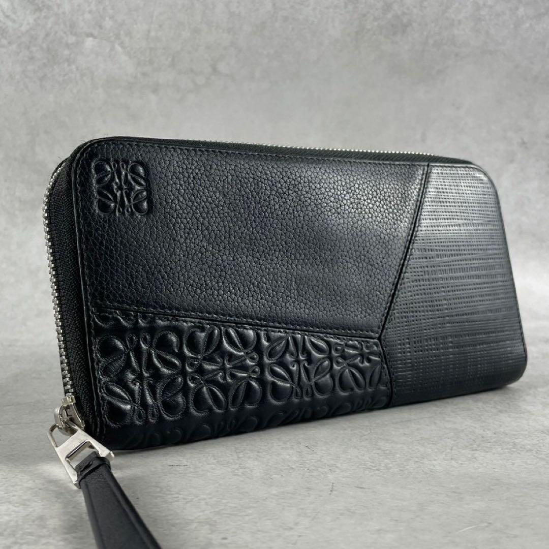 【美品】ロエベ パズル 長財布 アナグラム パズル ブラック LOEWE（ロエベ） ラウンドファスナー長財布 PUZZLE EDGE ZIPPED OPEN