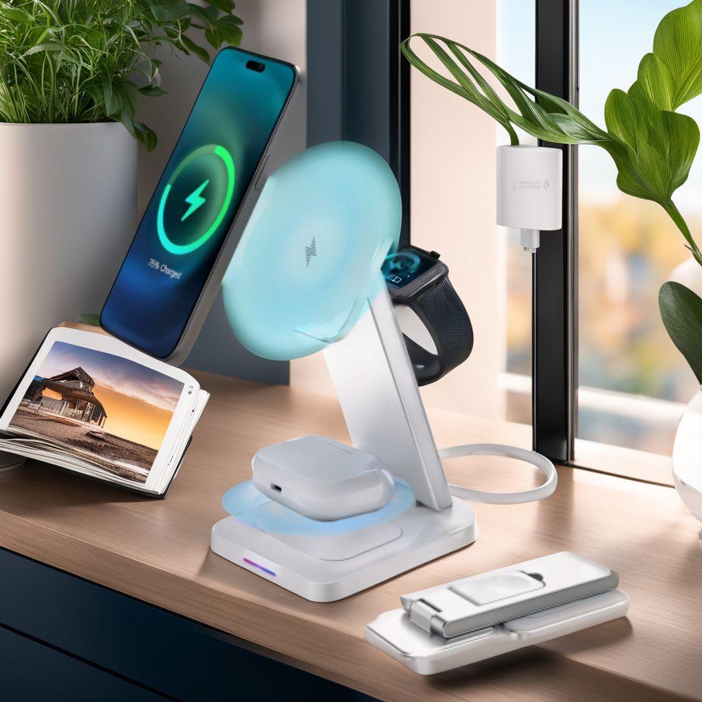 磁気充電 ワイヤレス充電器 3in1 折りたたみ式 充電器スタンド Amazon.co.jp: 折りたたみ式 3-in-1ワイヤレス充電器 ワイヤレス充電器
