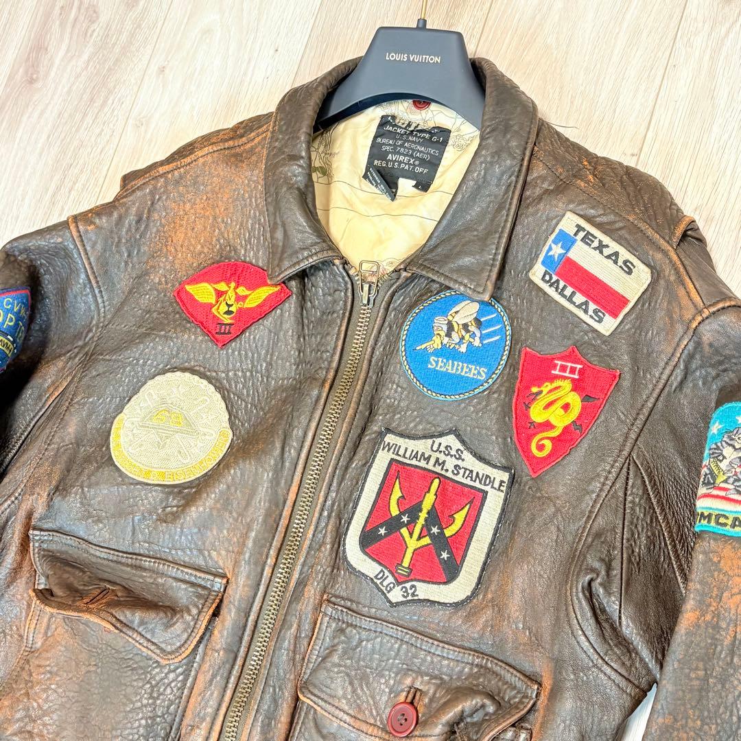 AVIREX トップガン G-1 A-2 レザー フライトジャケット ワッペン