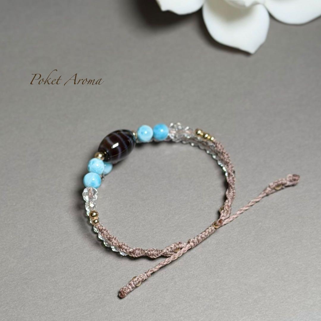 水紋』天珠とラリマーのマクラメブレスレット - アクセサリーベストセラー