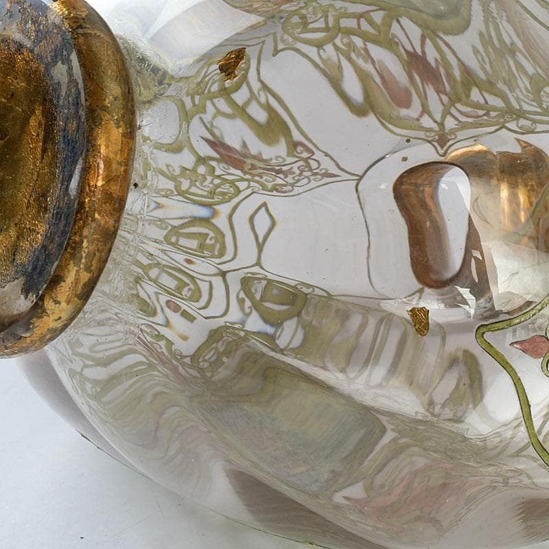 アンティーク ガラス工芸 風景図 花瓶 C 9410 ガラス 花器