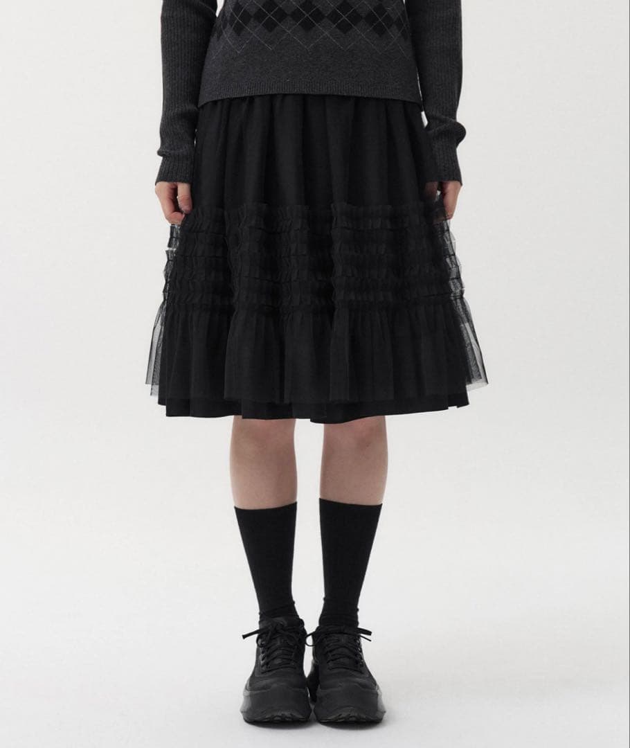 OHESHIO LAYERED SHEER FRILL SKIRT BLACK - メルカリ