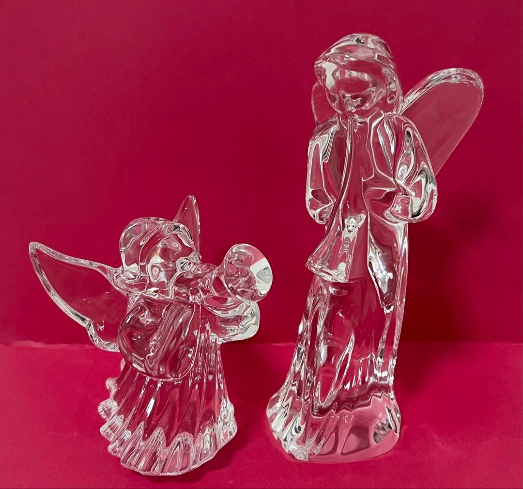 【即決価格】baccarat バカラ 天使 エンジェル 2点セット フィギュリン Baccarat バカラ 置物 天使 エンジェル クリスタル フィギュリン