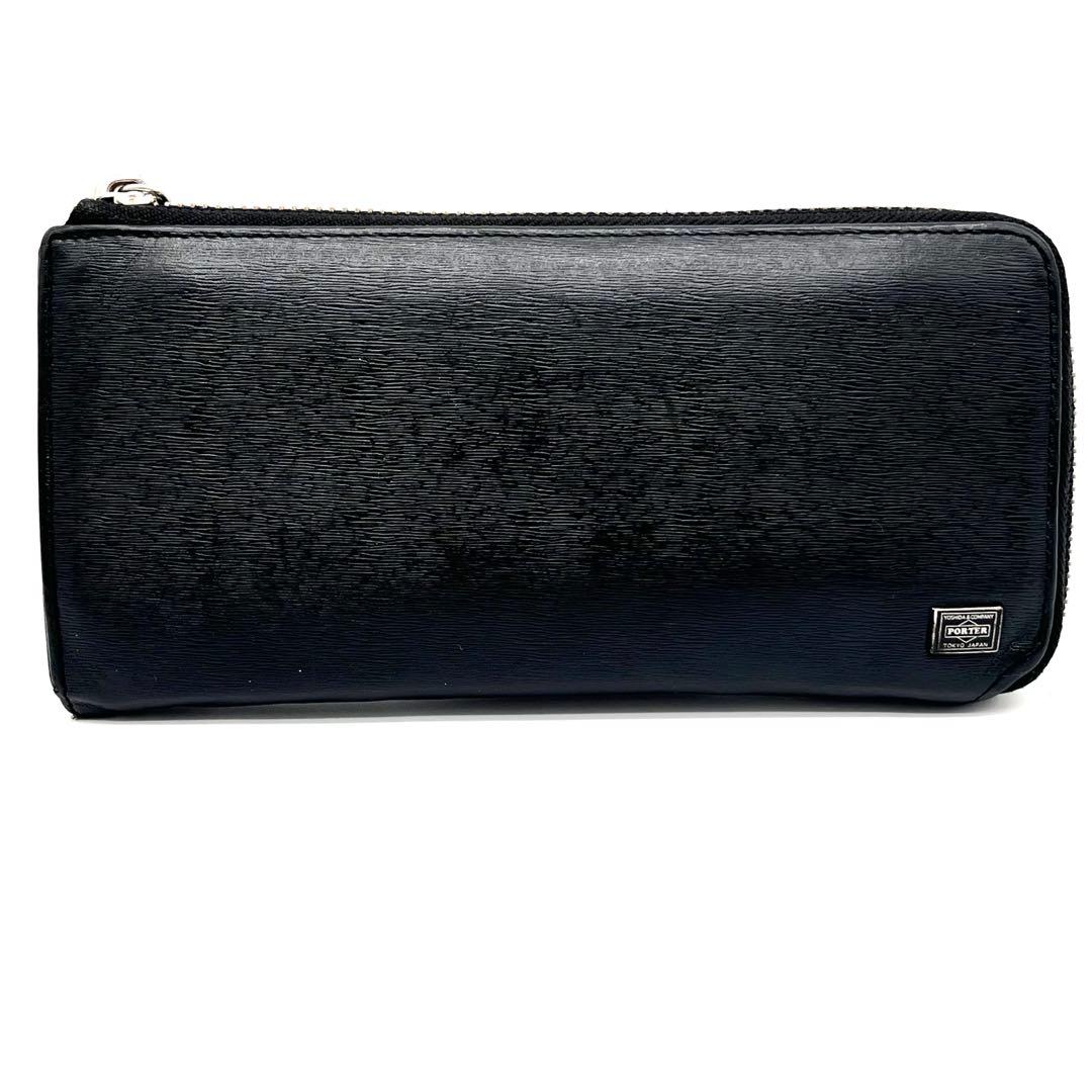 美品 PORTER ポーター 長財布 L字ファスナー カレント レザー