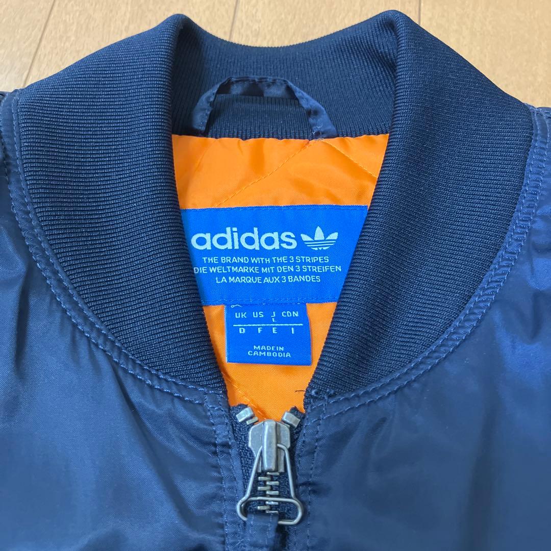 美品 adidas MA1ボンバージャケット L ネイビー 古着 - メルカリ