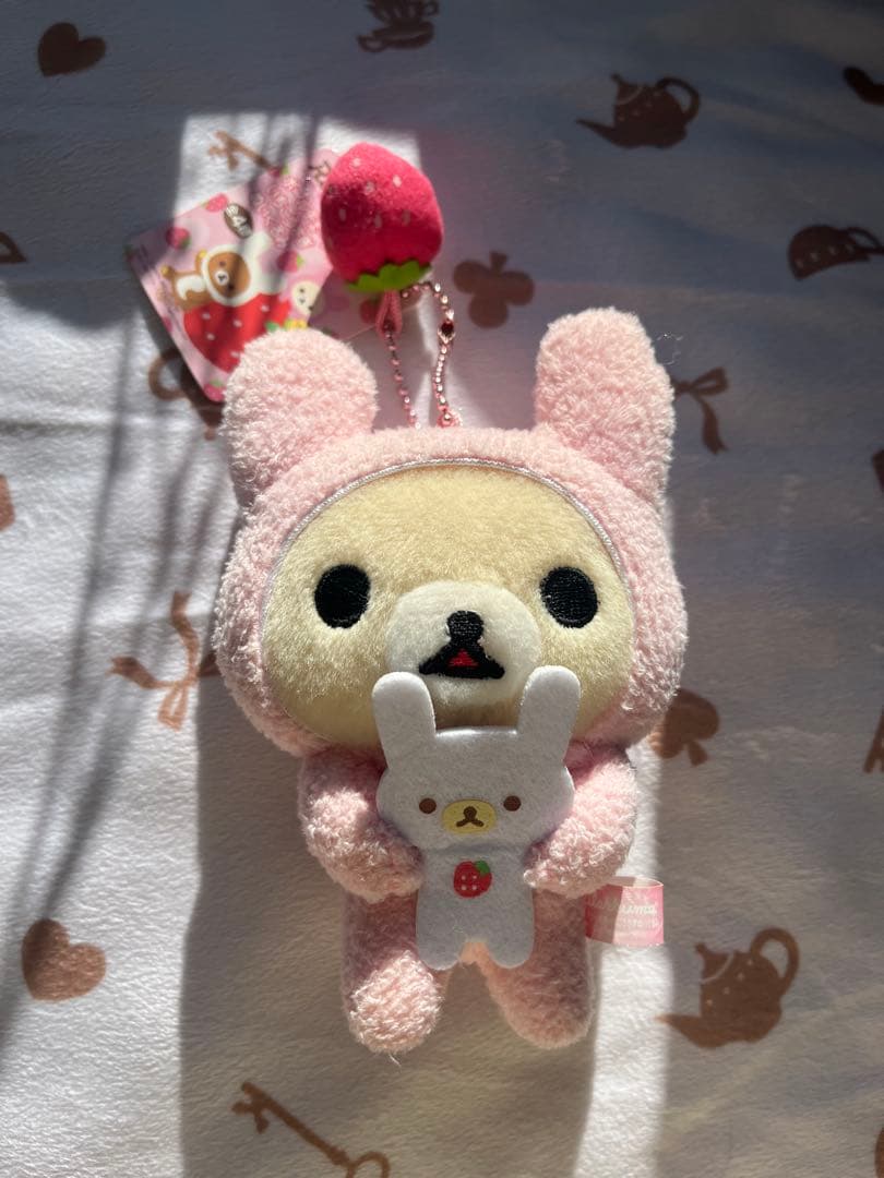 【希少】リラックマ コリラックマボールチェーン付き いちごうさぎ ぬいぐるみ リラックマ：ボールチェーン付きいちごうさぎぬいぐるみ | 祐仙の自己