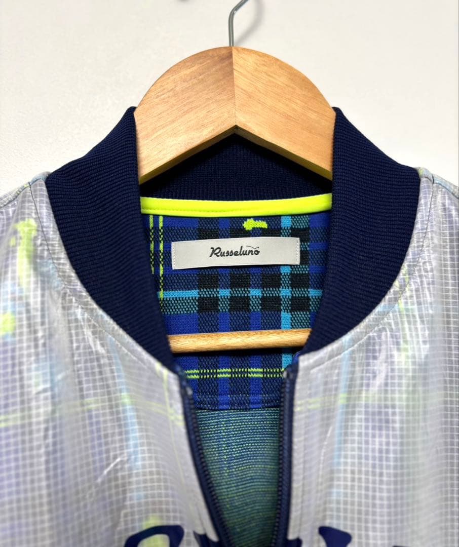 ラッセルノ ブルゾン 2重素材 表ナイロン100% シアー ブルーチェック柄