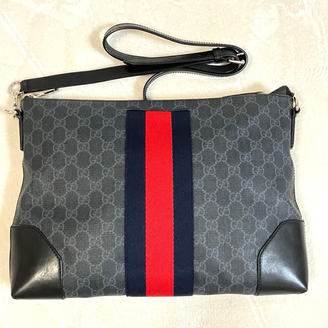 グッチ ショルダーバッグ レザー×PVC GG柄 シェリーライン A4 美品】GUCCI グッチ シェリーライン GG スプリーム PVC レザー