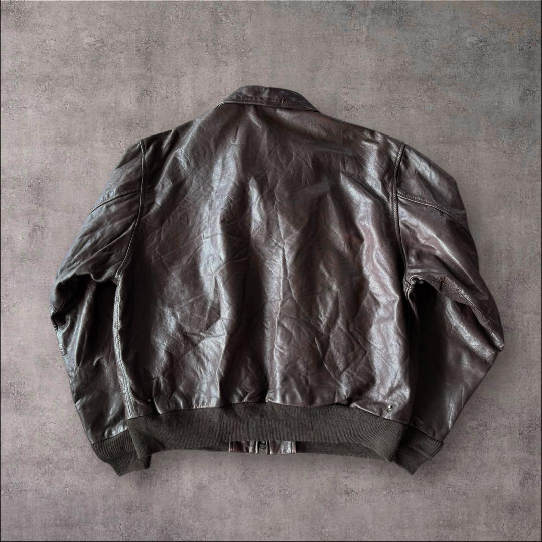 CHIPIE CUIR A-2typeレザージャケット 総柄裏地 ダークブラウン - メルカリ