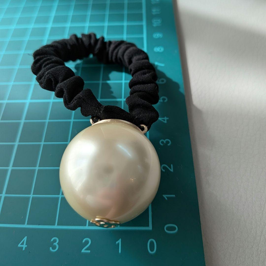 3度使用❀CHANEL パールボール ヘアゴム 大玉 ココマーク ゴールド金具