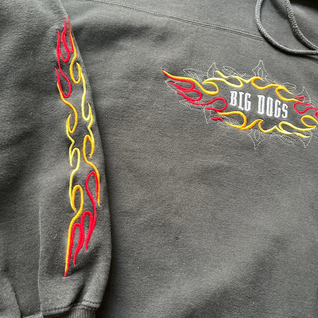 00s Bigdogs パーカー フレイム ファイヤーパターン フェード 00s