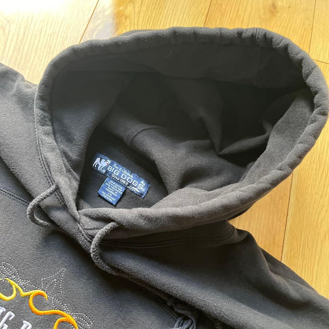 00s Bigdogs パーカー フレイム ファイヤーパターン フェード 黒 炎